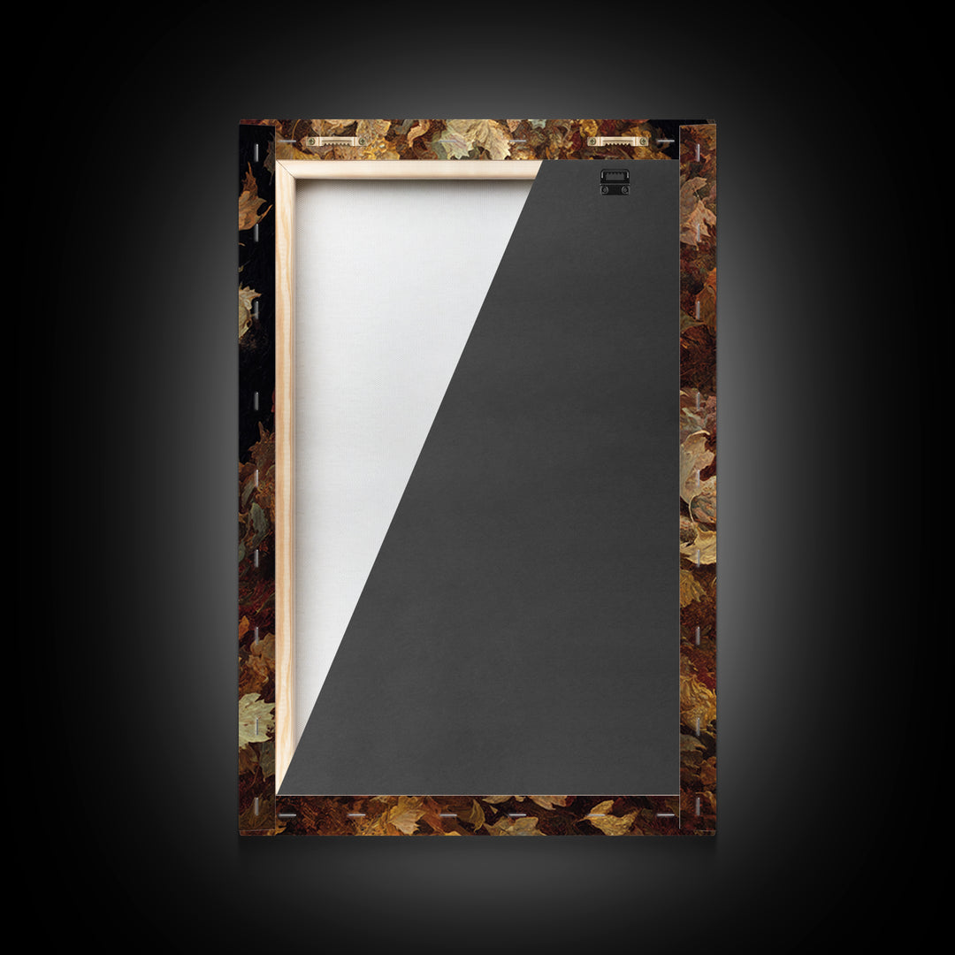 The Autumn-Leaf Ghost, Ornate Symbolist Art, Vertical Wall Art, Dark Halloween Decor, Framed Canvas Print, Halloween Wall Art