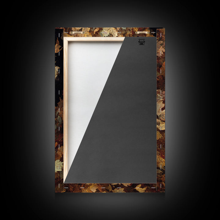 The Autumn-Leaf Ghost, Ornate Symbolist Art, Vertical Wall Art, Dark Halloween Decor, Framed Canvas Print, Halloween Wall Art