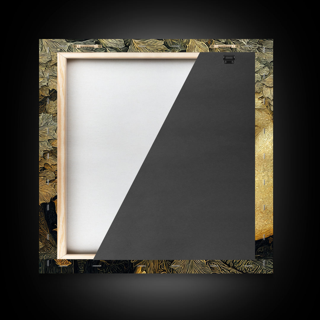 The Autumn-Leaf Ghost, Symbolist Death Art, Square Wall Art, Macabre Wall Art, Framed Canvas Print, Halloween Wall Art