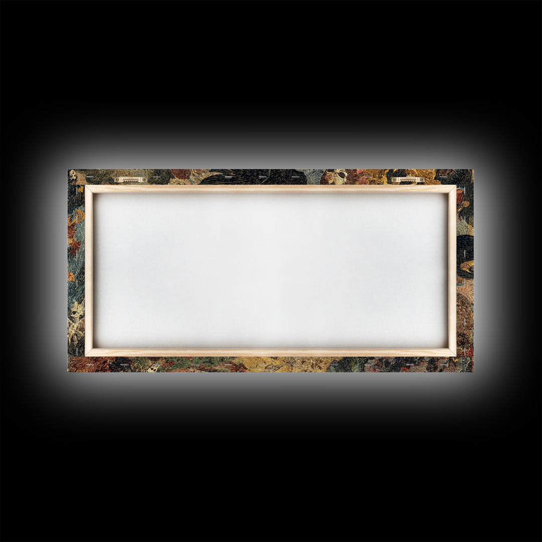 The Autumn-Leaf Ghost, Grotesque Carnival Art, Wide Panoramic Art, Gothic Horror Wall Art, Framed Canvas Print, Halloween Wall Art