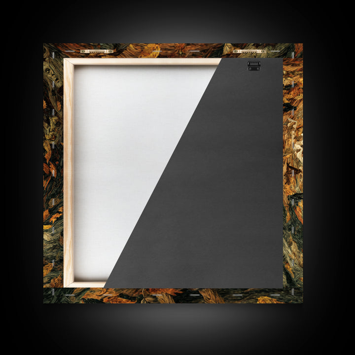 The Autumn-Leaf Ghost, Expressionist Gothic Art, Square Wall Art, Dark Fantasy Wall Art, Framed Canvas Print, Halloween Wall Art
