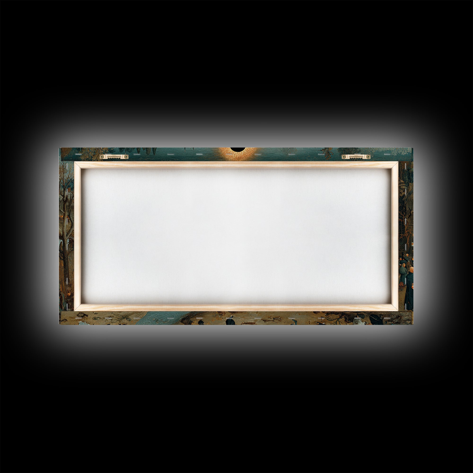 The Eclipse Summoning, Northern Renaissance Horror, Wide Panoramic Art, Dark Halloween Decor, Framed Canvas Print