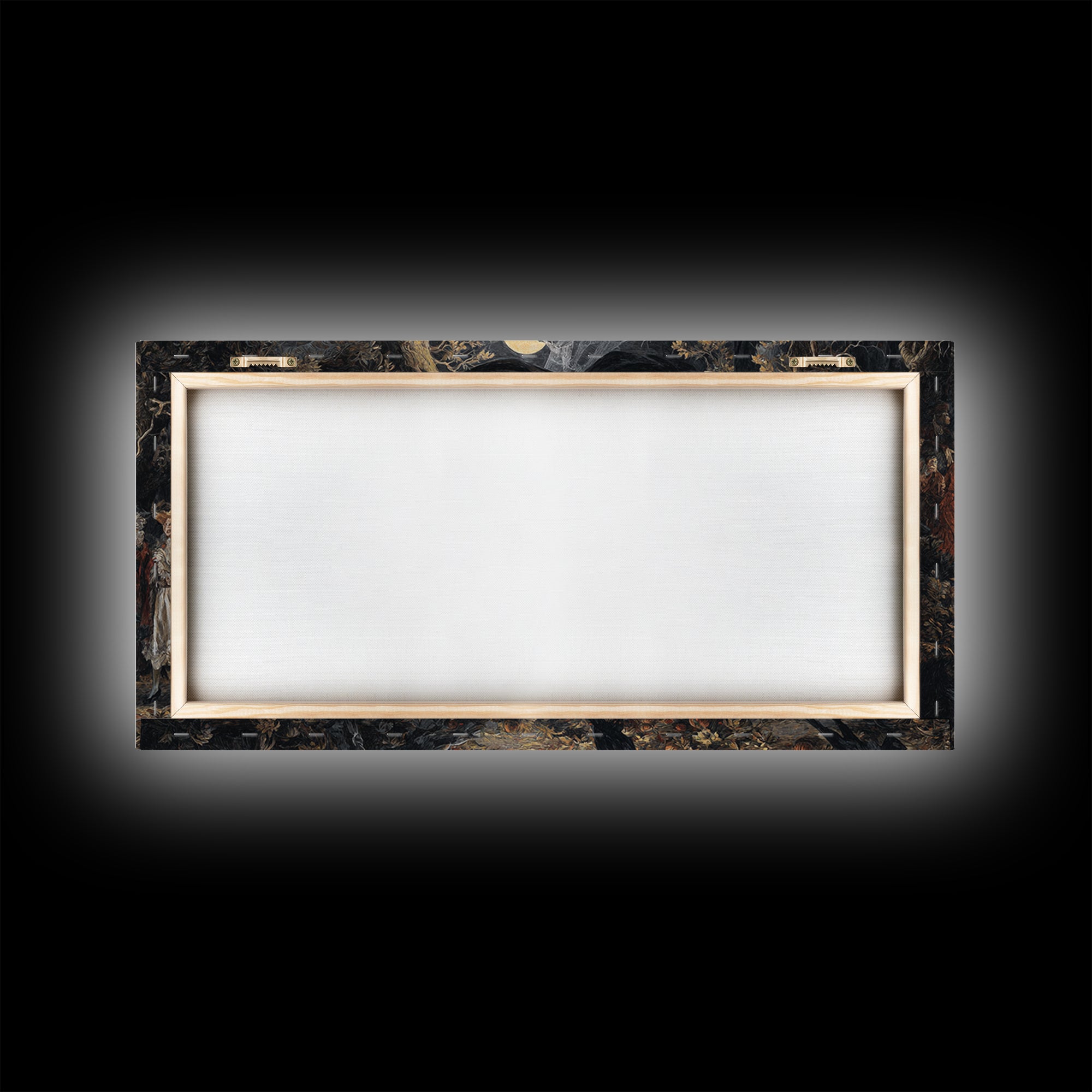 Halloween On Another Planet, Dark Romantic Horror Art, Wide Panoramic Art, Dark Halloween Decor, Framed Canvas Print, Halloween Wall Art