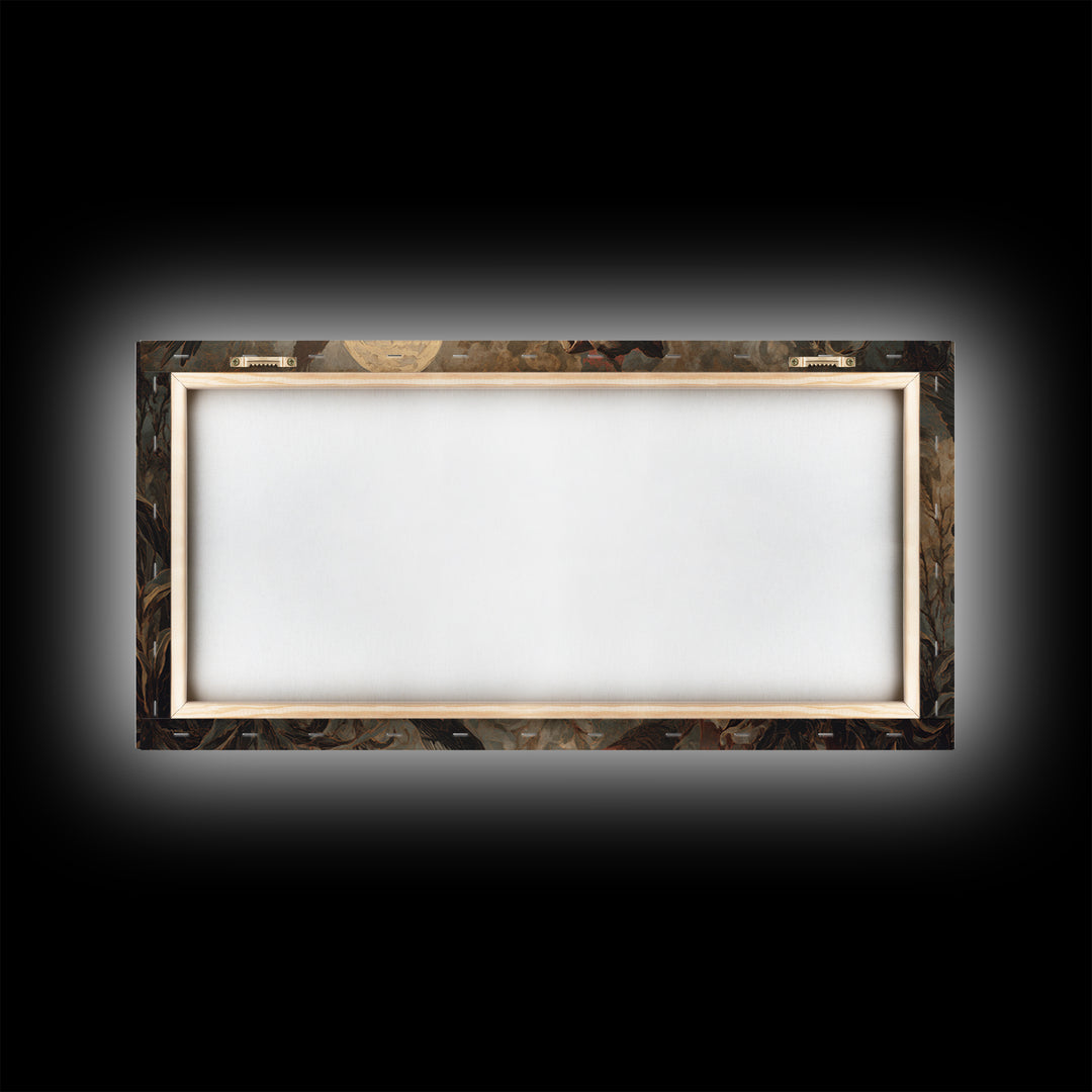 Halloween On Another Planet, Gothic Nightmare Art, Wide Panoramic Art, Macabre Wall Art, Framed Canvas Print, Halloween Wall Art