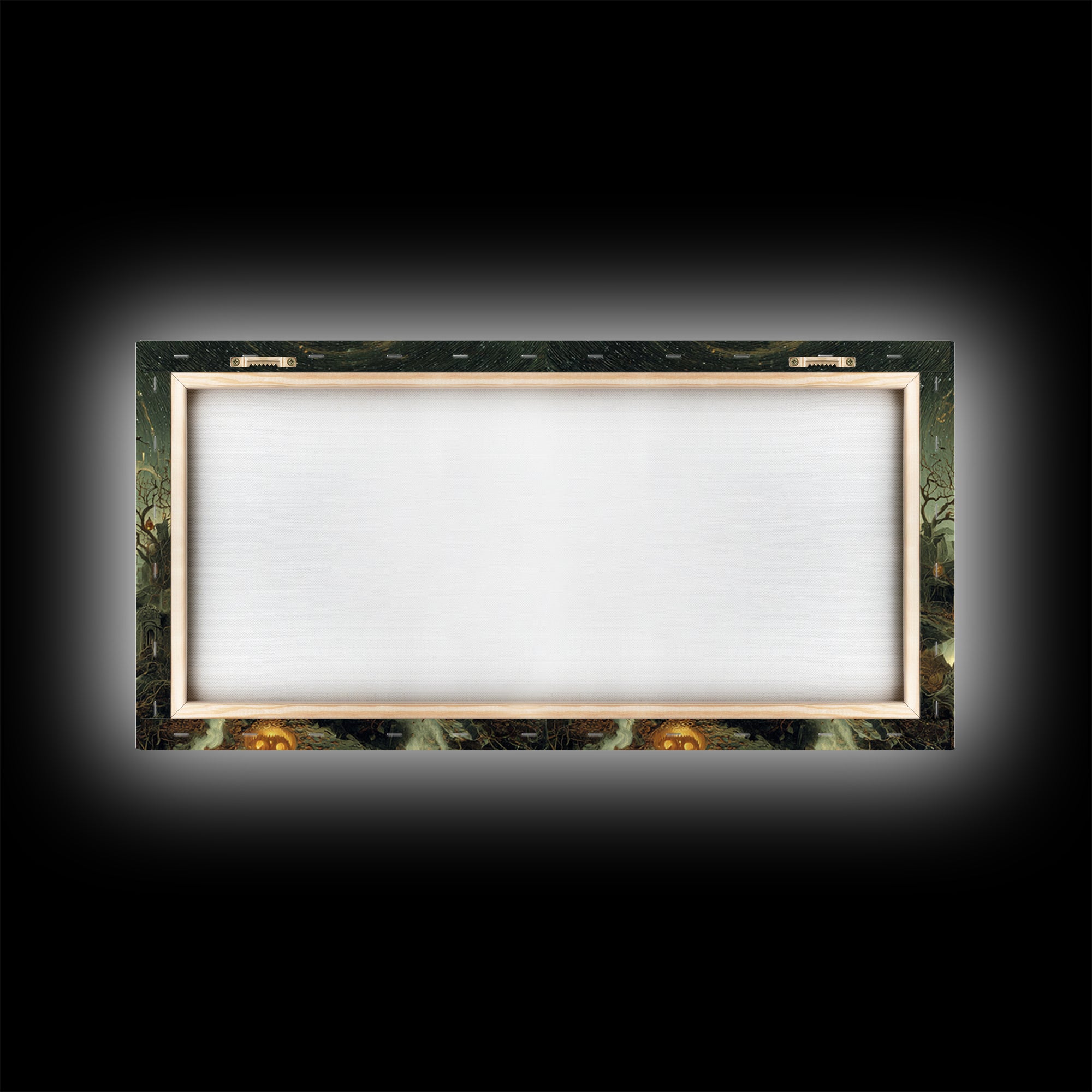 Halloween On Another Planet, Romantic Gothic Landscape, Wide Panoramic Art, Dark Fantasy Wall Art, Framed Canvas Print