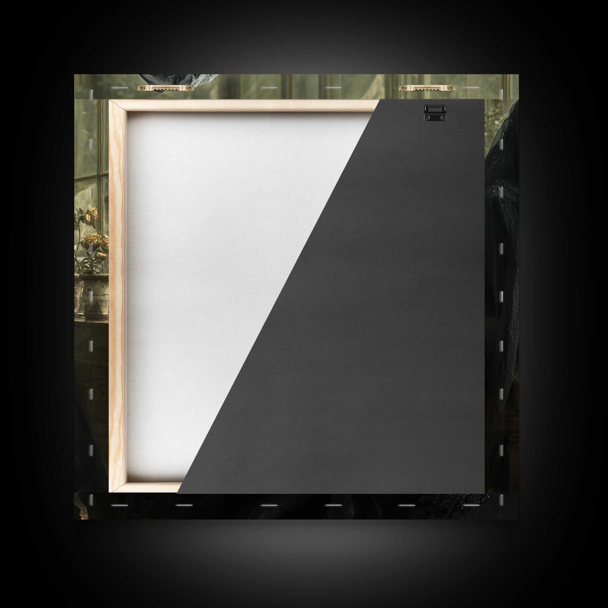 The Invisible Mourner Of Glass House, Gothic Engraving Art, Square Wall Art, Macabre Wall Art, Canvas Print, Halloween Wall Art