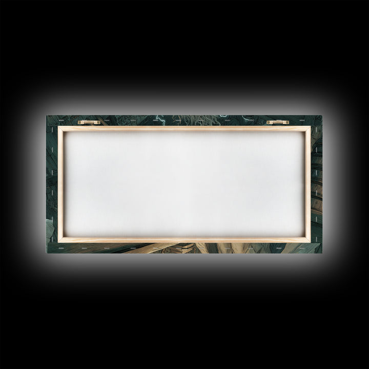 Doctor Vesper'S Resurrection Engine, Expressionist Nightmare Art, Wide Panoramic Art, Gothic Horror Wall Art, Framed Canvas Print