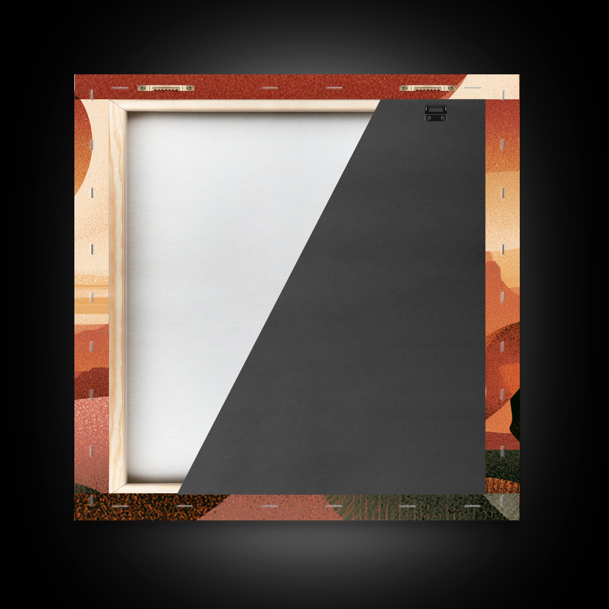 Desert Fox Beneath a Crescent Moon Framed Canvas Print, Desert Art, Wall Art, Southwestern Decor, Oil Painting, Desert, DES-1x1-41