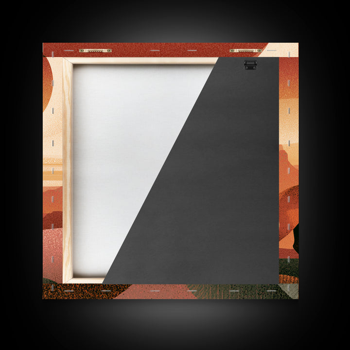 Desert Fox Beneath a Crescent Moon Framed Canvas Print, Desert Art, Wall Art, Southwestern Decor, Oil Painting, Desert, DES-1x1-41