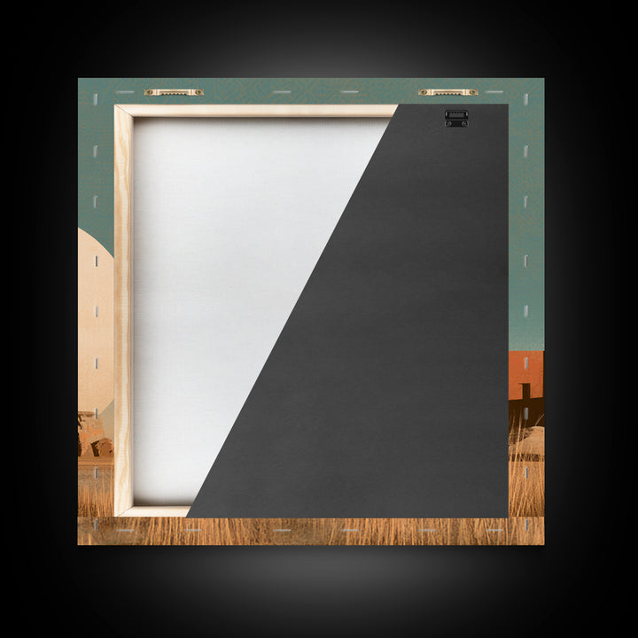 Minimal Beige Sun Framed Canvas Print, Desert Art, Gallery Decor, Southwestern Decor, Oil Painting, Desert, Home Decor, DES-1x1-70