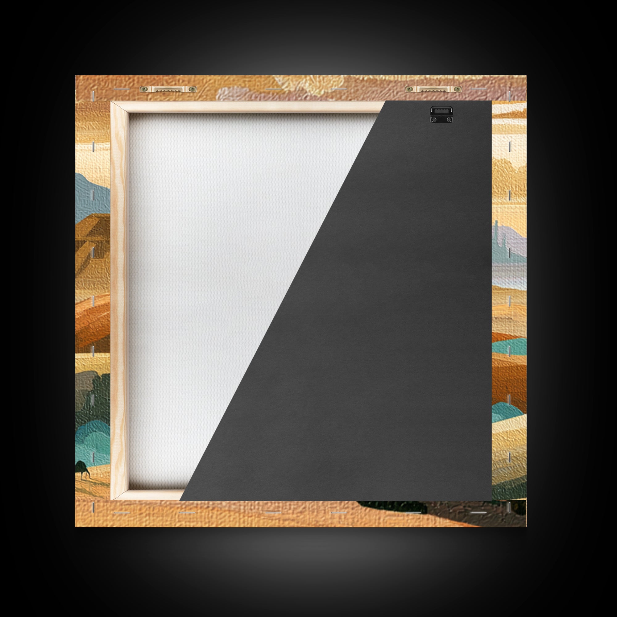 Saharan Dunes with Tiny Caravan Silhouettes Framed Canvas Print, Desert Art, Art Print, Southwestern Decor, Fine Art, Desert, DES-1x1-74