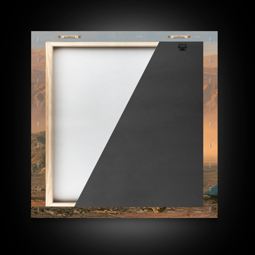 Moroccan Desert Tent Framed Canvas Print, Desert Art, Textured Painting, Southwestern Decor, Oil Painting, Desert, DES-1x1-83