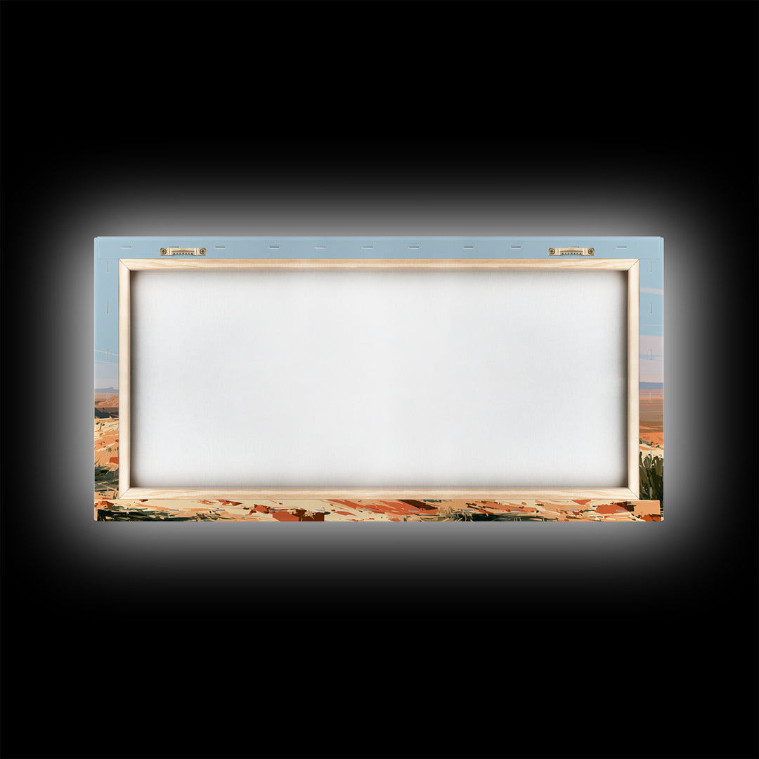 Abstract Mesa Landscape Framed Canvas Print, Desert Art, Statement Artwork, Southwestern Decor, Oil Painting, Desert, DES-2x1-95