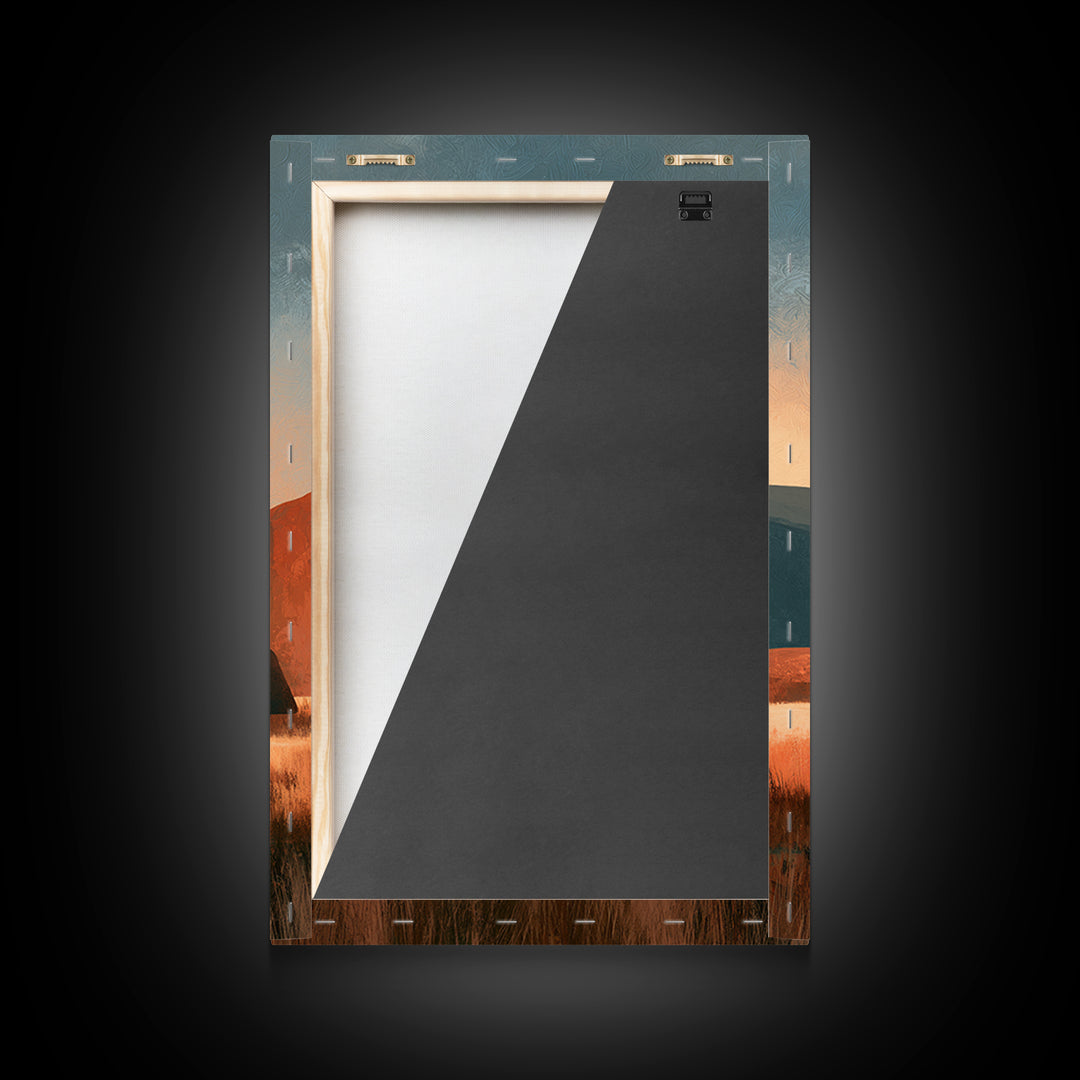 Terracotta and Cream Geometric Landscape Framed Canvas Print, Desert Art, Room Decor, Southwestern Decor, Fine Art, Desert, DES-2x3-2