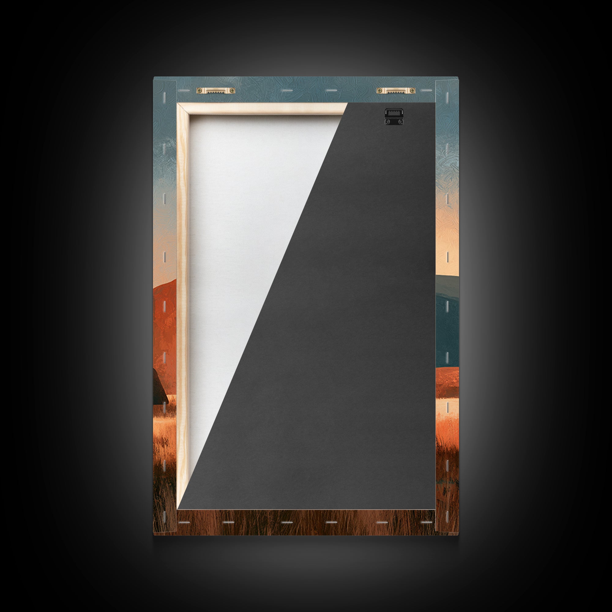 Terracotta and Cream Geometric Landscape Framed Canvas Print, Desert Art, Room Decor, Southwestern Decor, Fine Art, Desert, DES-2x3-2
