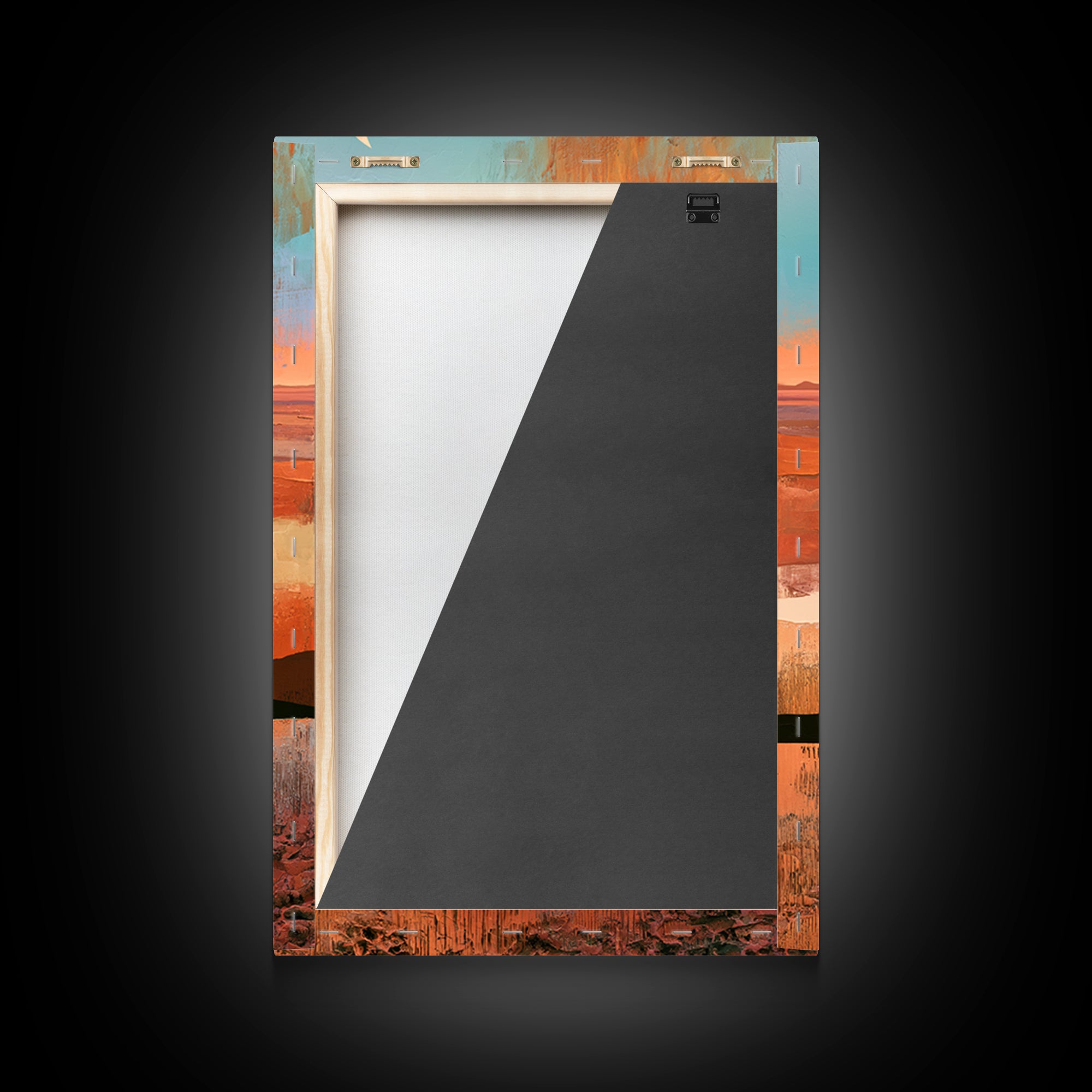 Desert Fox Beneath a Crescent Moon Framed Canvas Print, Desert Art, Abstract Wall Art, Southwestern Decor, Oil Painting, Desert, DES-2x3-25