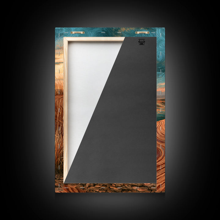 Wind Carved Dune Patterns from Above Framed Canvas Print, Desert Art, Gallery Decor, Southwestern Decor, Oil Painting, Desert, DES-2x3-28
