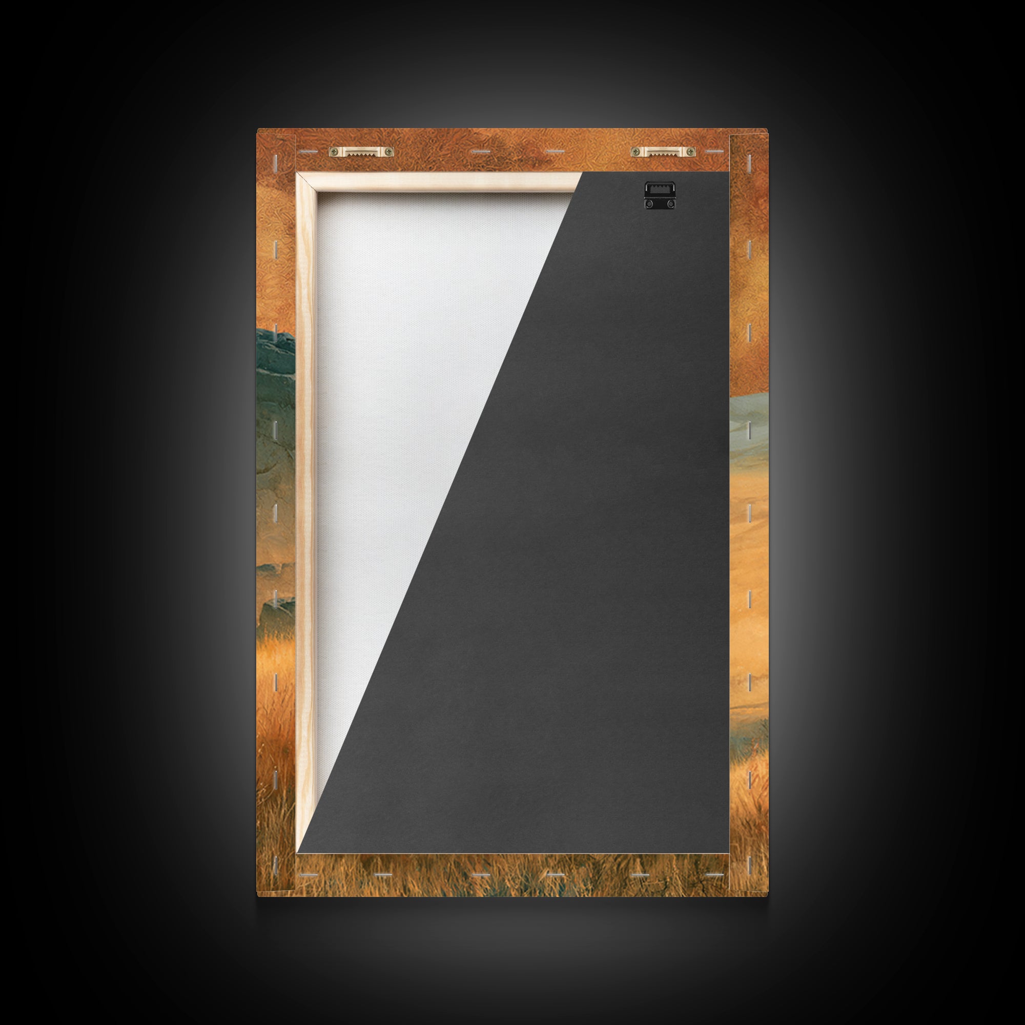 Saharan Dunes with Tiny Caravan Silhouettes Framed Canvas Print, Desert Art, Boho, Southwestern Decor, Fine Art, Desert, DES-2x3-34