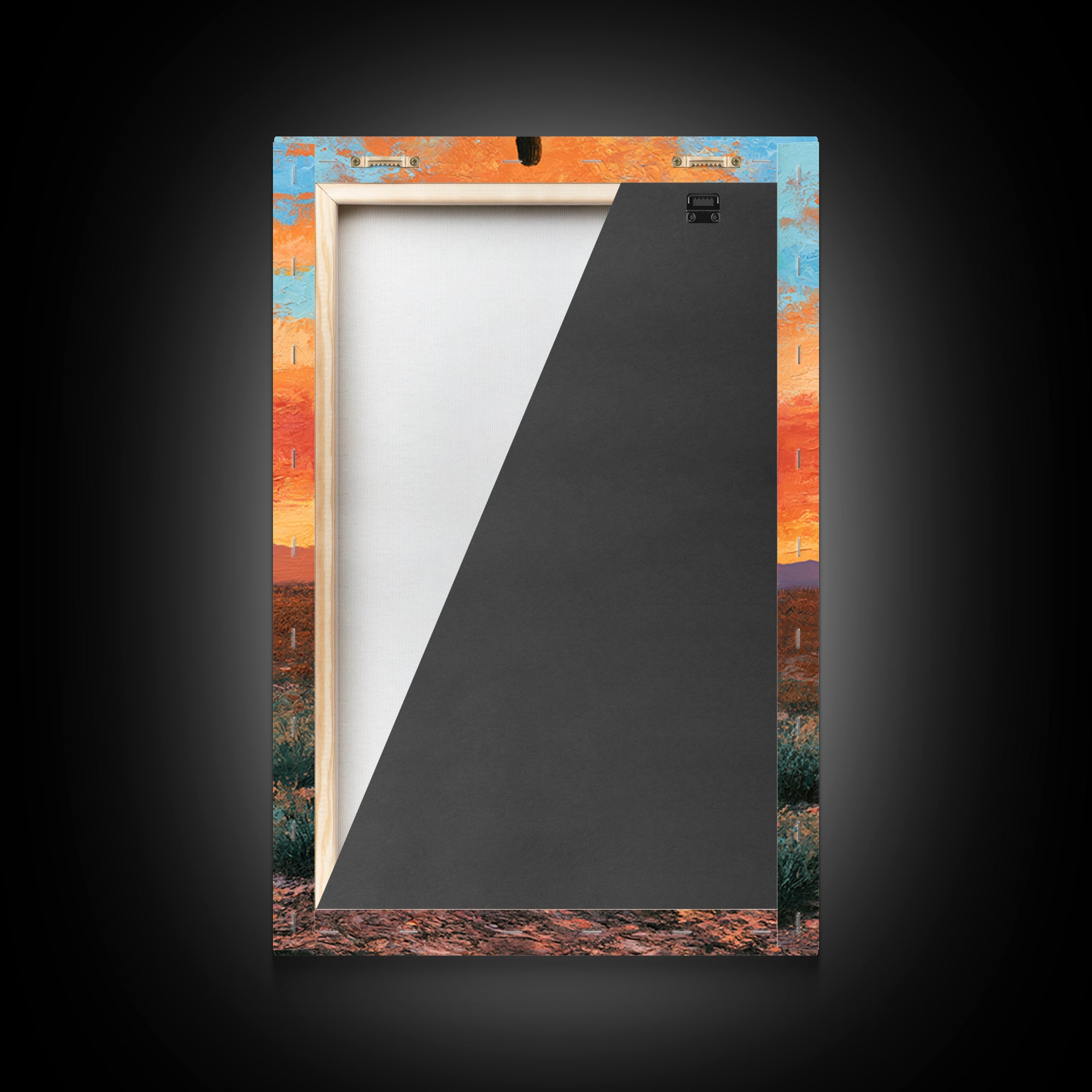 Saguaro Cactus under Orange Sunset Sky Canvas Print, Desert Art, Living Room Art, Southwestern Decor, Fine Art, Desert, DES-2x3-57