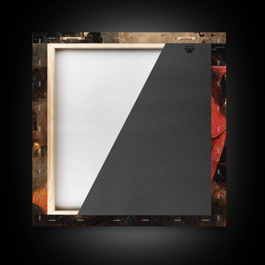The Crimson Vampire, Square Wall Art, Macabre Wall Art, Framed Canvas Print, Halloween Wall Decor, Gothic Home Decor, Seasonal Home Decor