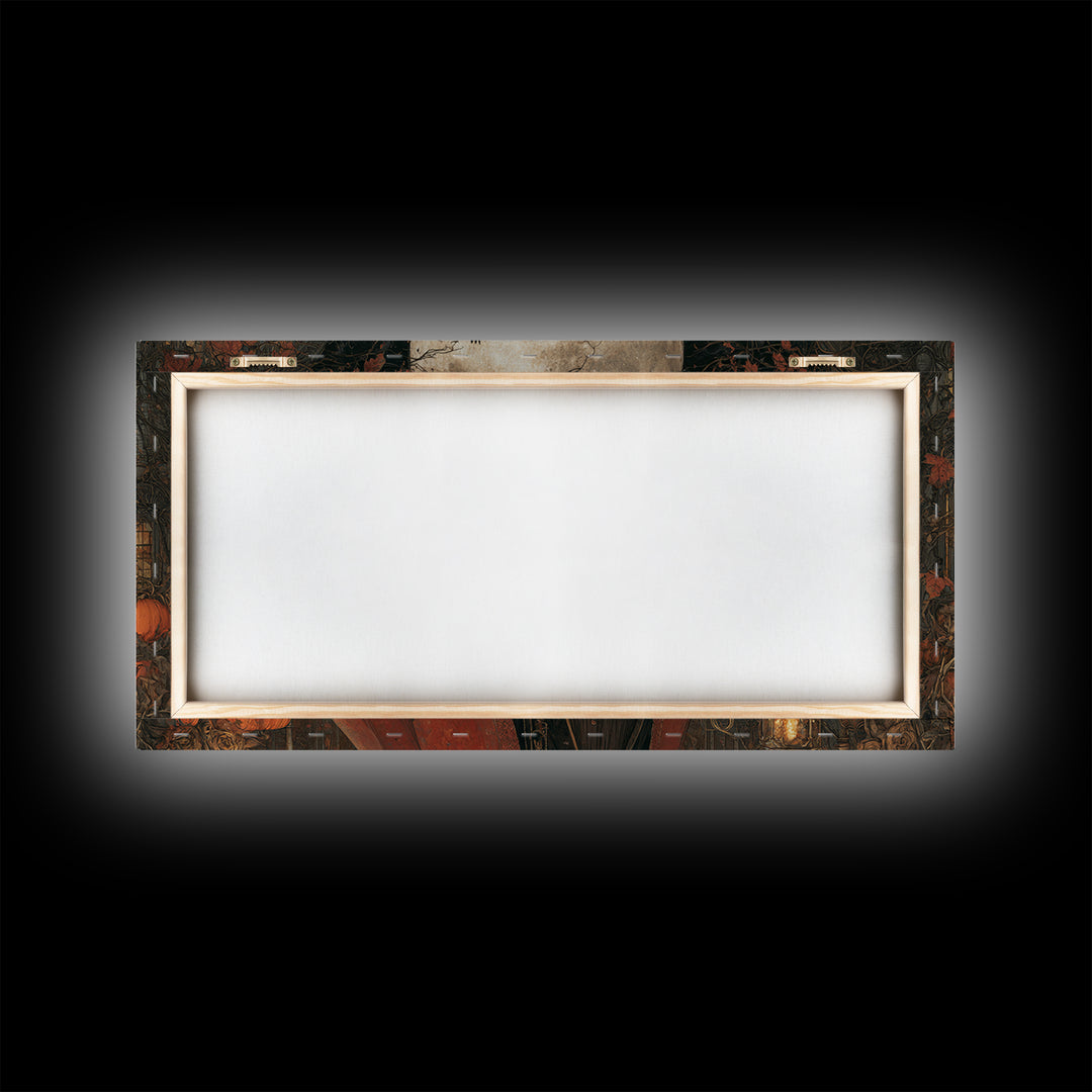 The Crimson Vampire, Wide Panoramic Art, Haunted Gothic Art, Framed Canvas Print, Halloween Wall Decor, Gothic Home Decor, Spooky Wall Decor