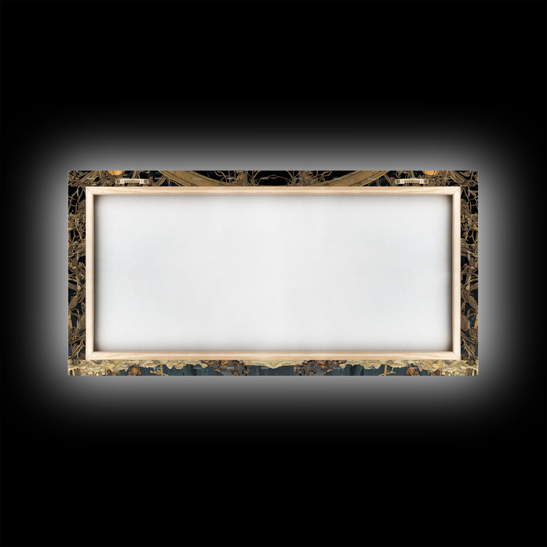 The Stitched Giant, Wide Panoramic Art, Haunted Gothic Art, Framed Canvas Print, Halloween Wall Decor, Gothic Home Decor, Dark Fantasy Art
