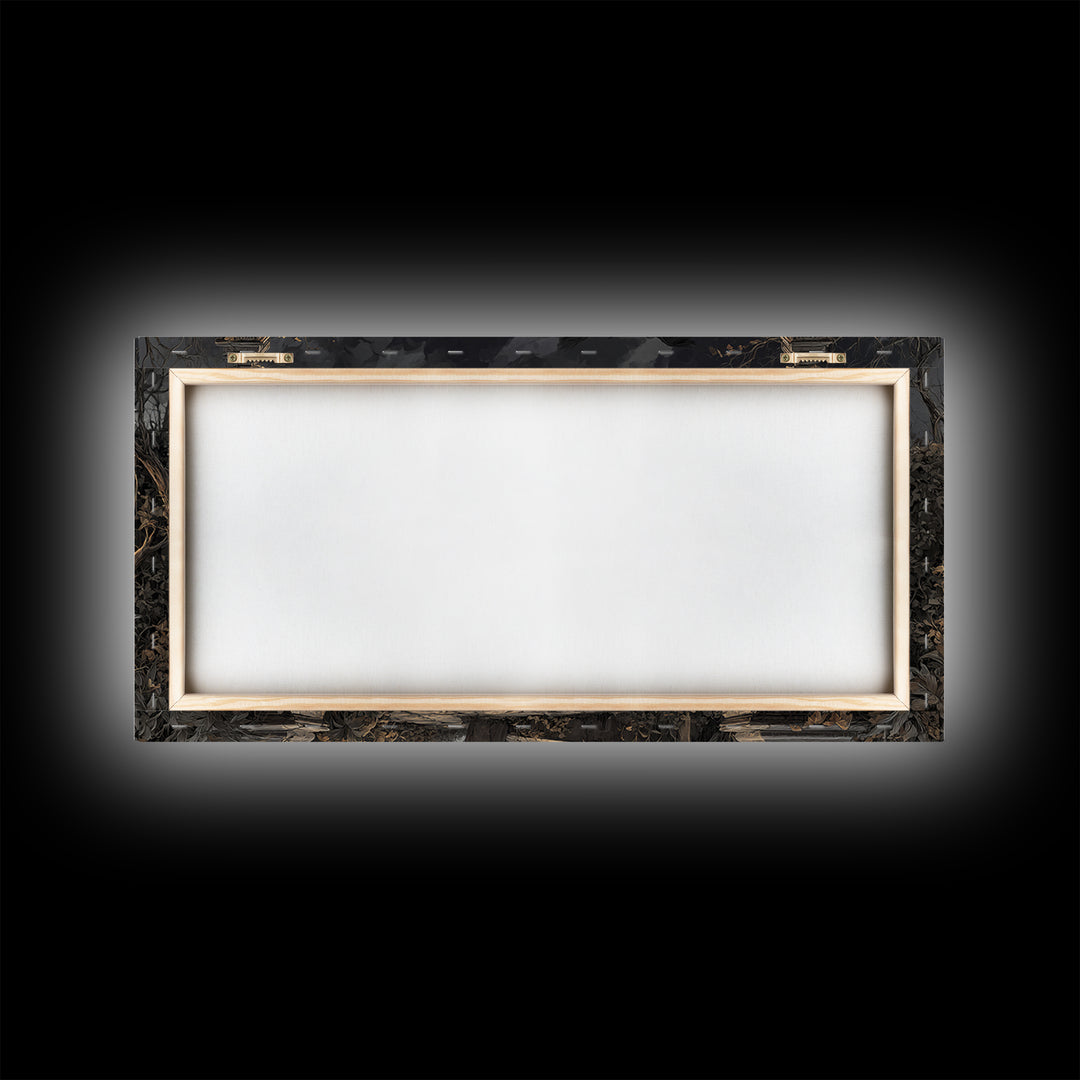 The Graveyard Ghost, Wide Panoramic Art, Gothic Horror Wall Art, Framed Canvas Print, Halloween Wall Decor, Gothic Home Decor