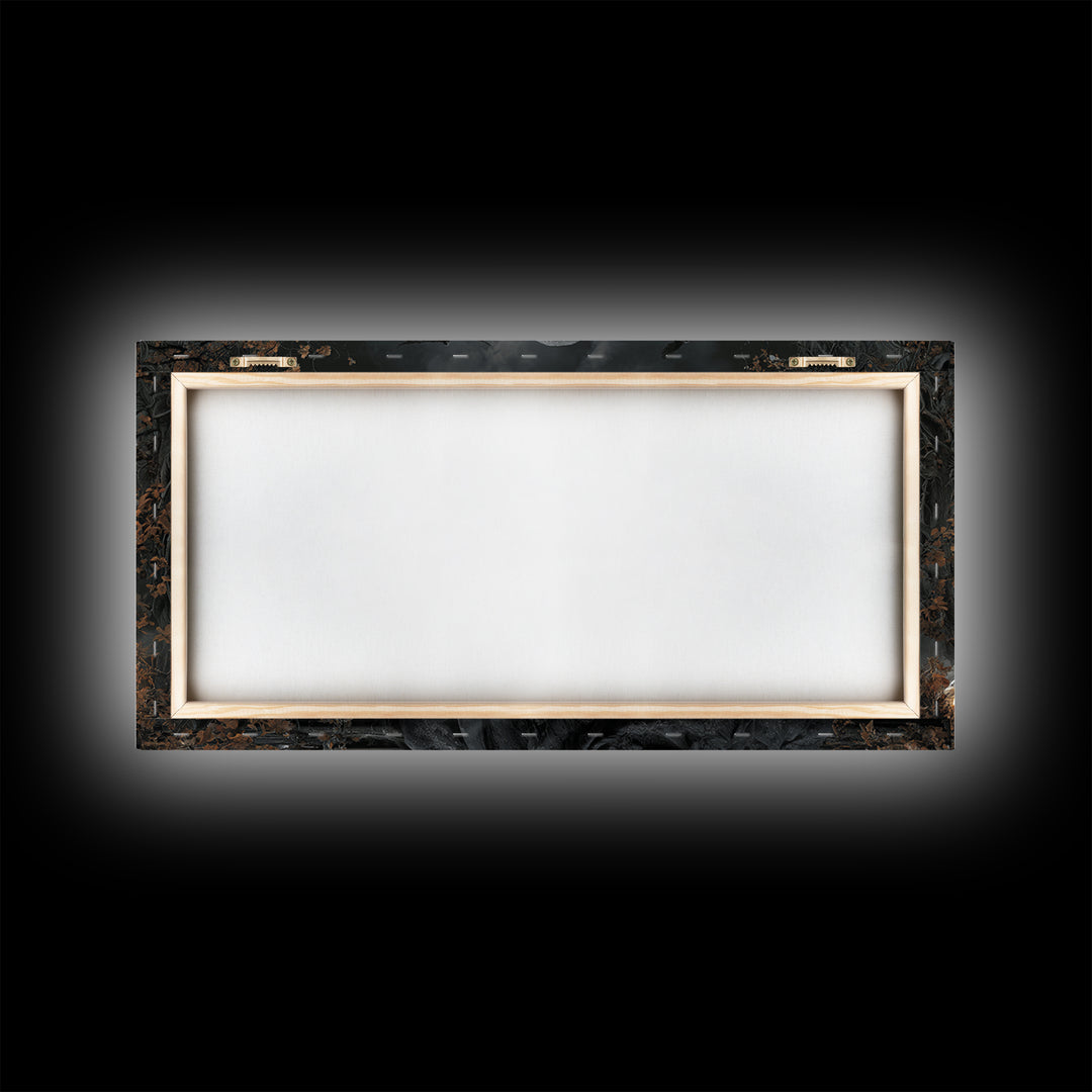 The Midnight Fortune Teller, Wide Panoramic Art, Macabre Wall Art, Framed Canvas Print, Halloween Wall Decor, Gothic Home Decor