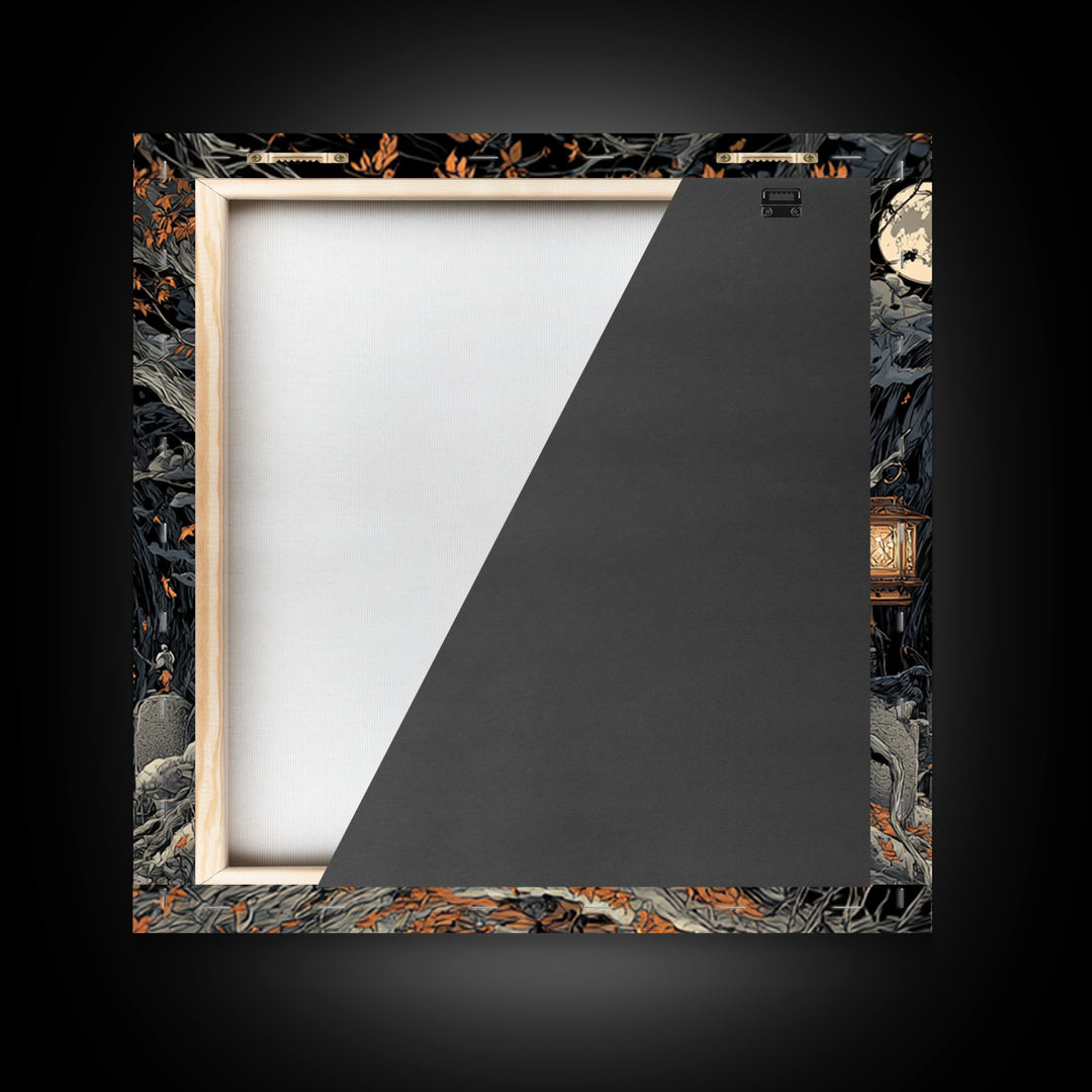 The Lantern Gravedigger, Square Wall Art, Dark Halloween Decor, Canvas Print, Halloween Wall Decor, Gothic Home Decor, Spooky Wall Decor