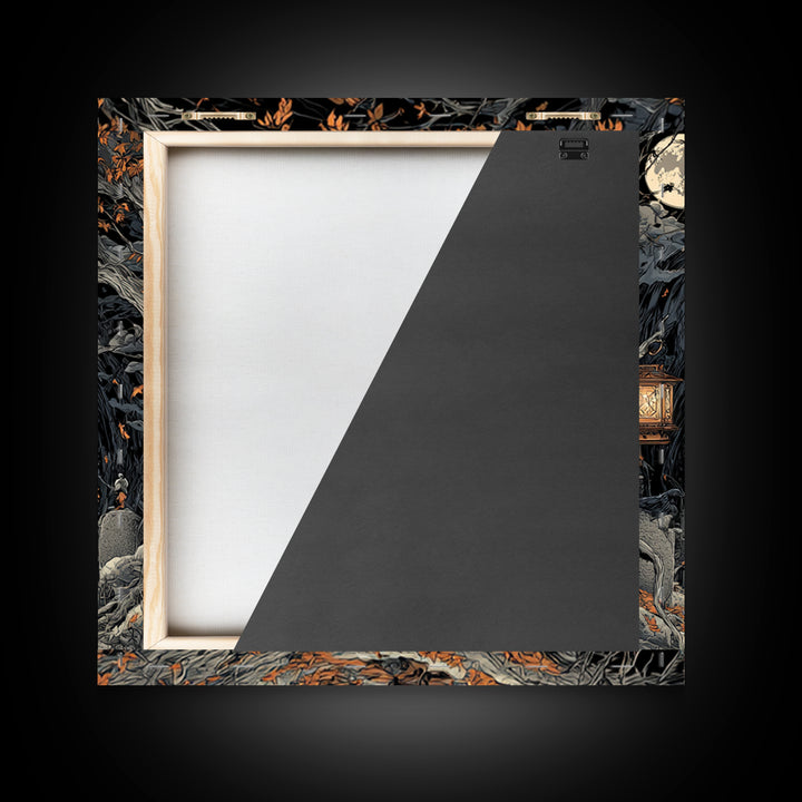 The Lantern Gravedigger, Square Wall Art, Dark Halloween Decor, Canvas Print, Halloween Wall Decor, Gothic Home Decor, Spooky Wall Decor
