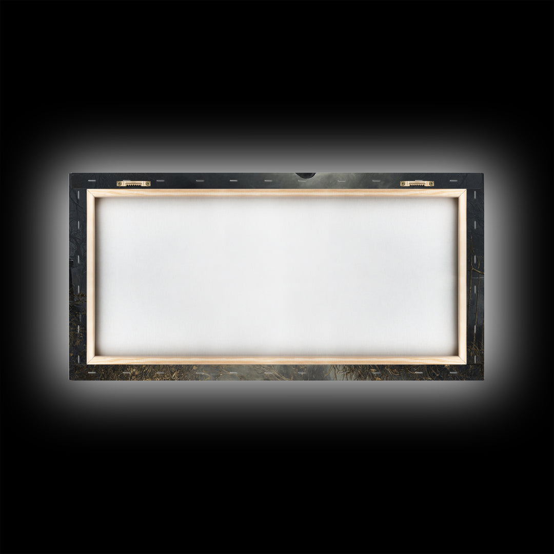 The Tattered Wraith, Wide Panoramic Art, Haunted Gothic Art, Framed Canvas Print, Halloween Wall Decor, Gothic Home Decor