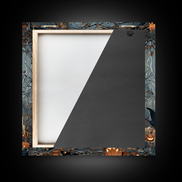 The Fog-Bound Reaper, Square Wall Art, Macabre Wall Art, Framed Canvas Print, Halloween Wall Decor, Gothic Home Decor, Horror Wall Art