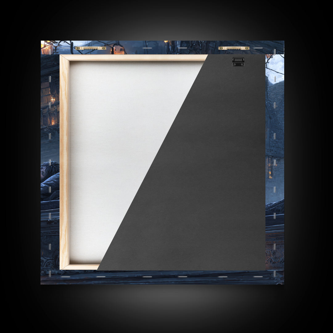 The Coffin Sleeper, Square Wall Art, Dark Halloween Decor, Canvas Print, Halloween Wall Decor, Gothic Home Decor, Seasonal Home Decor