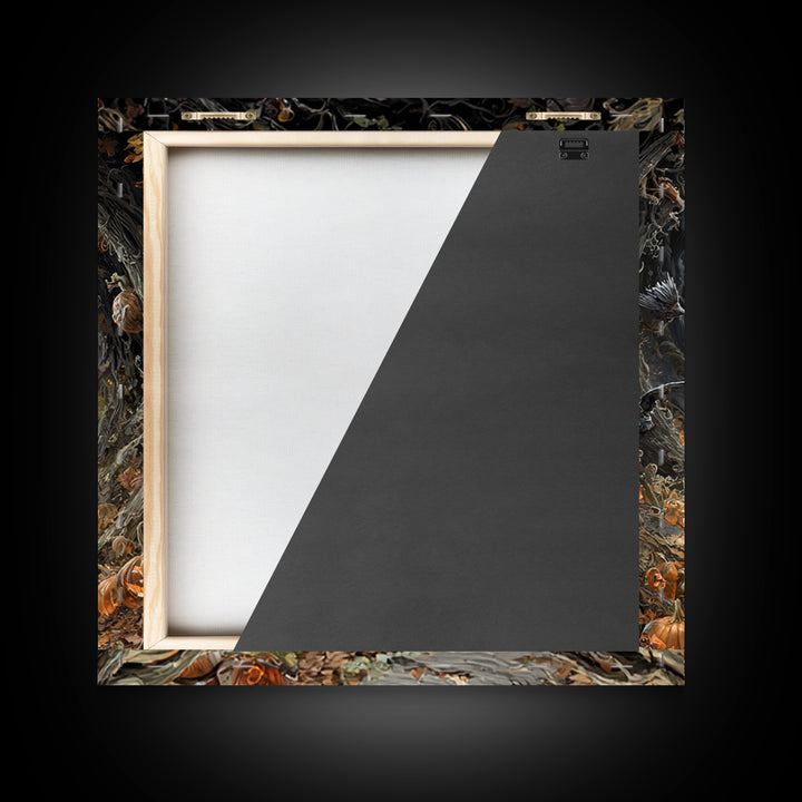 The Pumpkin Patch Goblin, Square Wall Art, Haunted Gothic Art, Framed Canvas Print, Halloween Wall Decor, Gothic Home Decor