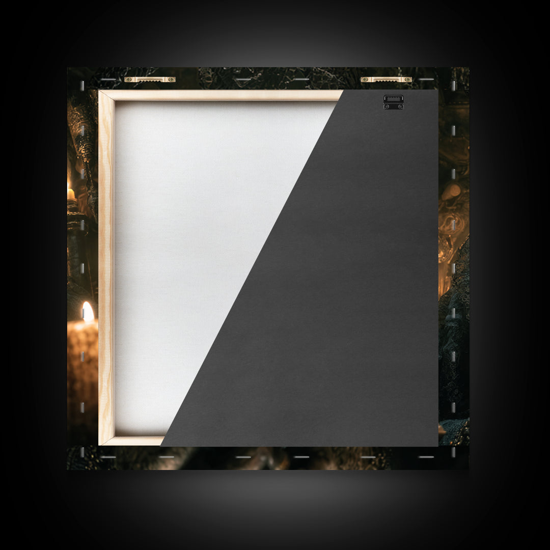The Cave Oracle, Square Wall Art, Macabre Wall Art, Framed Canvas Print, Halloween Wall Decor, Gothic Home Decor, Spooky Wall Decor