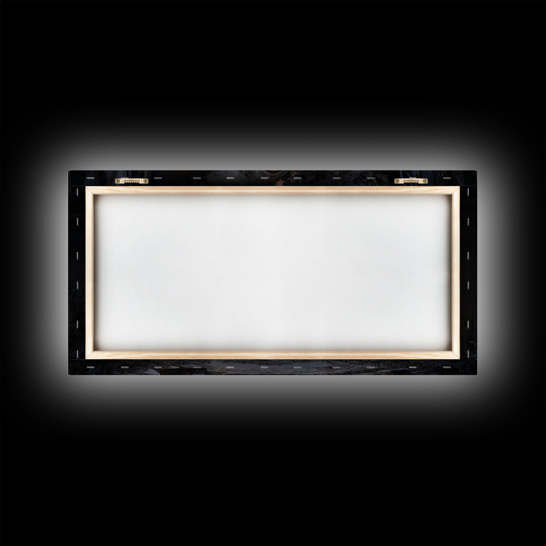 The Haunted Manor, Wide Panoramic Art, Macabre Wall Art, Framed Canvas Print, Halloween Wall Decor, Gothic Home Decor, Horror Wall Art