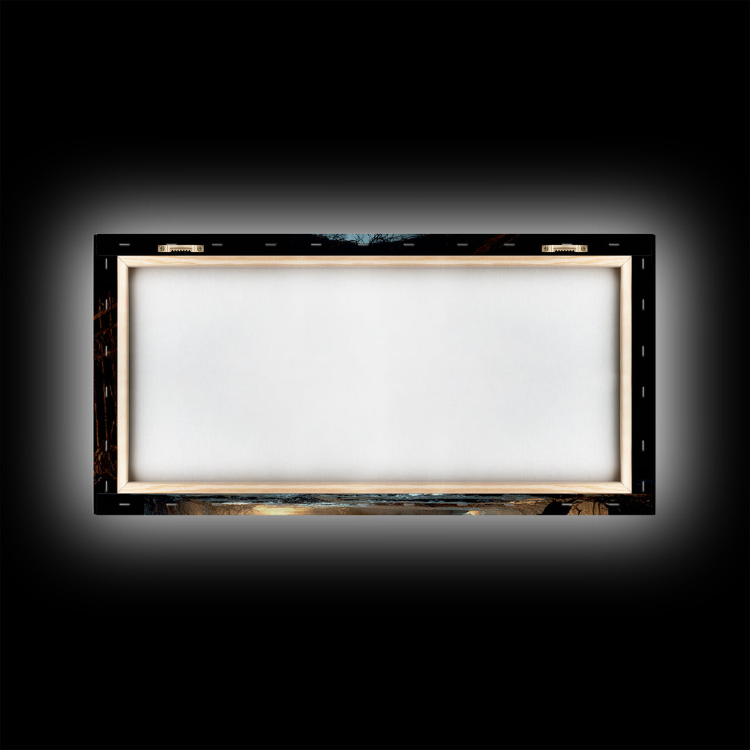 The Forgotten Crypt, Wide Panoramic Art, Gothic Horror Wall Art, Framed Canvas Print, Halloween Wall Decor, Gothic Home Decor