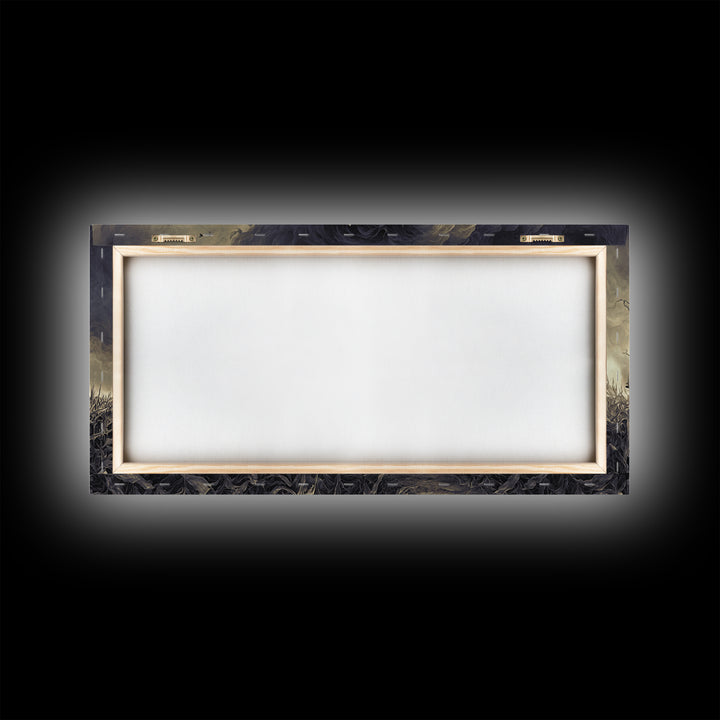The Possessed Farmhouse, Wide Panoramic Art, Gothic Horror Wall Art, Framed Canvas Print, Halloween Wall Decor, Gothic Home Decor