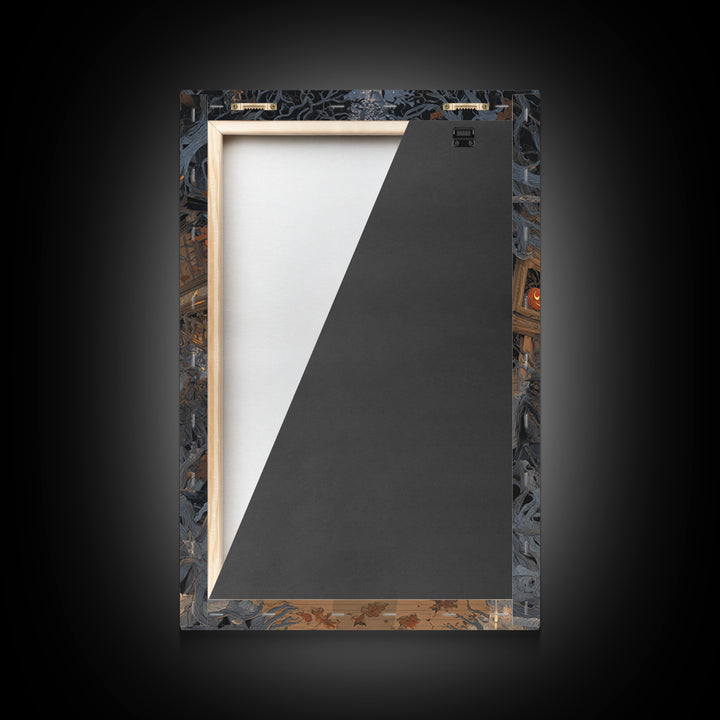 The Ghost Town Main Street, Vertical Wall Art, Gothic Horror Wall Art, Framed Canvas Print, Halloween Wall Decor, Gothic Home Decor