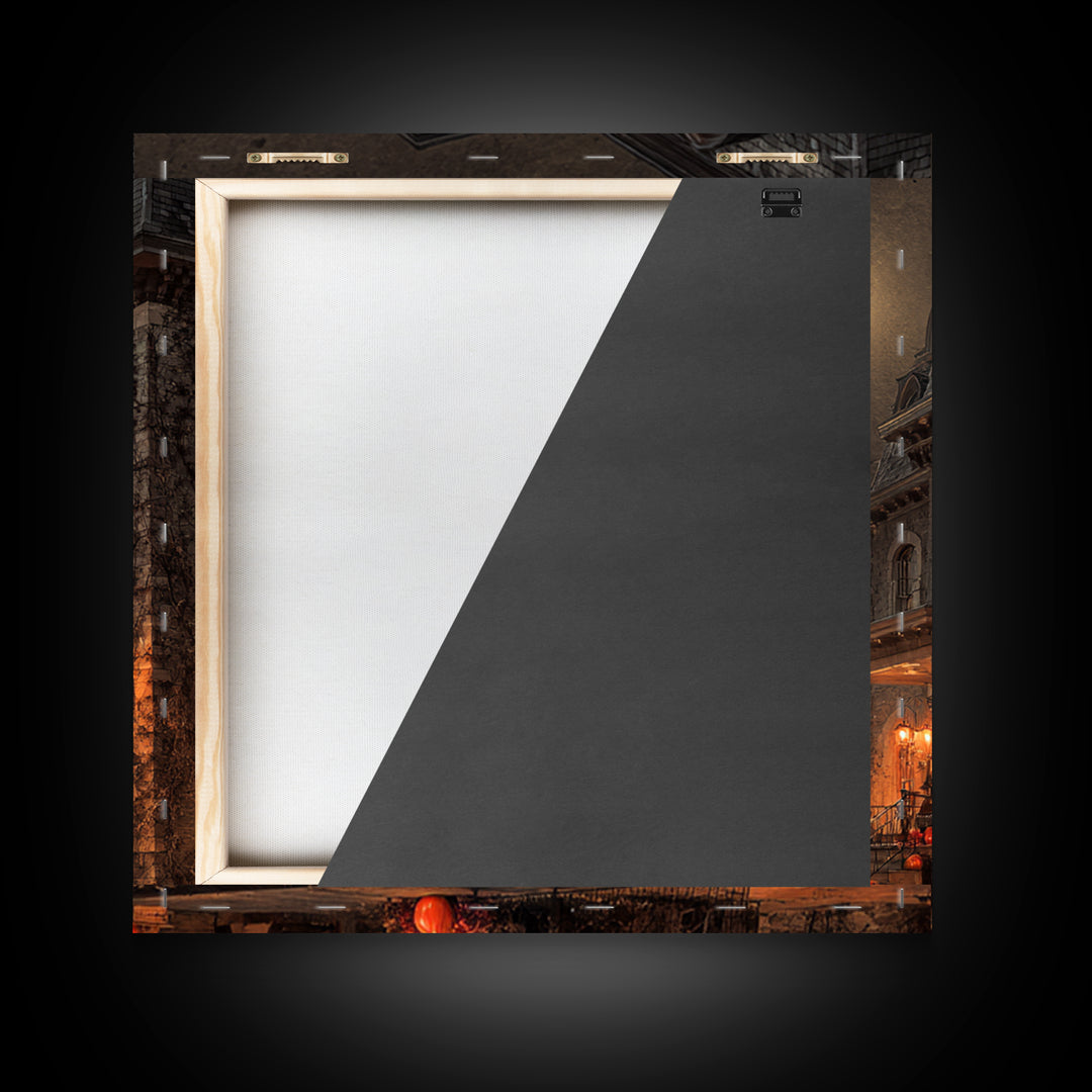 The Haunted Hotel, Square Wall Art, Haunted Gothic Art, Framed Canvas Print, Halloween Wall Decor, Gothic Home Decor, Horror Wall Art