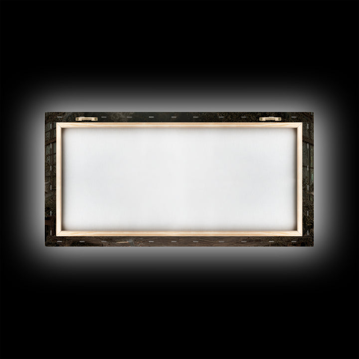 The Silent Schoolhouse, Wide Panoramic Art, Haunted Gothic Art, Framed Canvas Print, Halloween Wall Decor, Gothic Home Decor