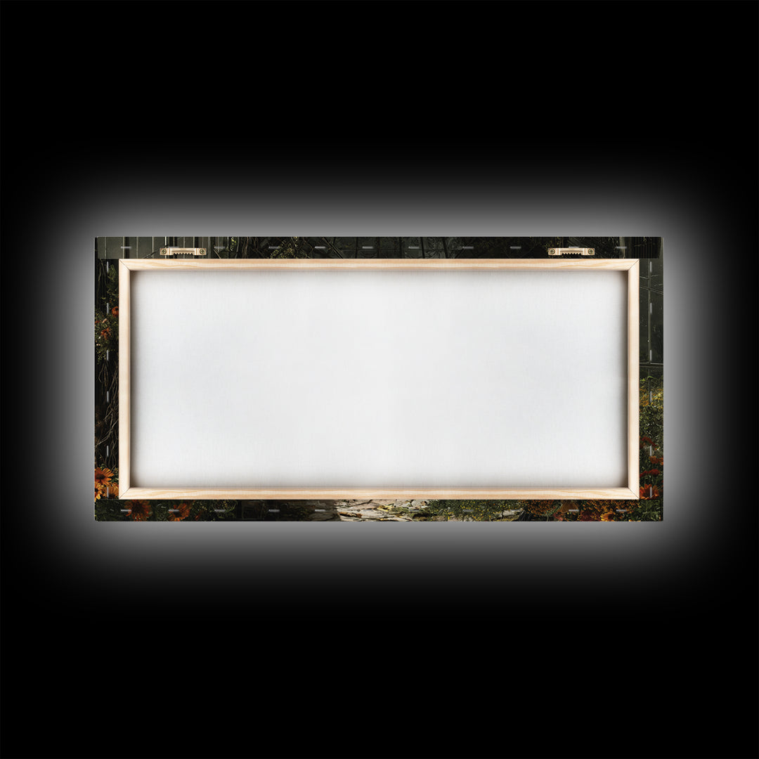 The Cemetery Greenhouse, Wide Panoramic Art, Spooky Home Decor, Canvas Print, Halloween Wall Decor, Gothic Home Decor, Horror Wall Art