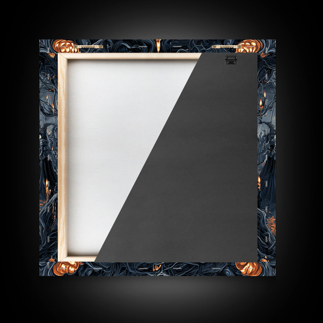 The Midnight Masquerade, Square Wall Art, Spooky Home Decor, Canvas Print, Halloween Wall Decor, Gothic Home Decor, Spooky Wall Decor