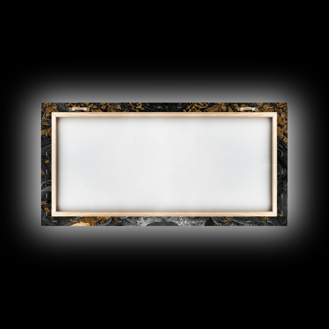 The Midnight Masquerade, Wide Panoramic Art, Haunted Gothic Art, Framed Canvas Print, Halloween Wall Decor, Gothic Home Decor