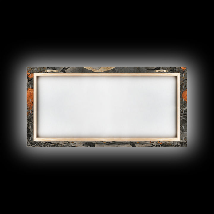 The Monster Parade, Wide Panoramic Art, Macabre Wall Art, Framed Canvas Print, Halloween Wall Decor, Gothic Home Decor, Horror Wall Art