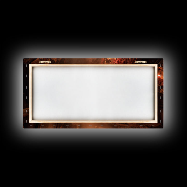 The Trick-Or-Treat Procession, Wide Panoramic Art, Gothic Horror Wall Art, Framed Canvas Print, Halloween Wall Decor, Gothic Home Decor