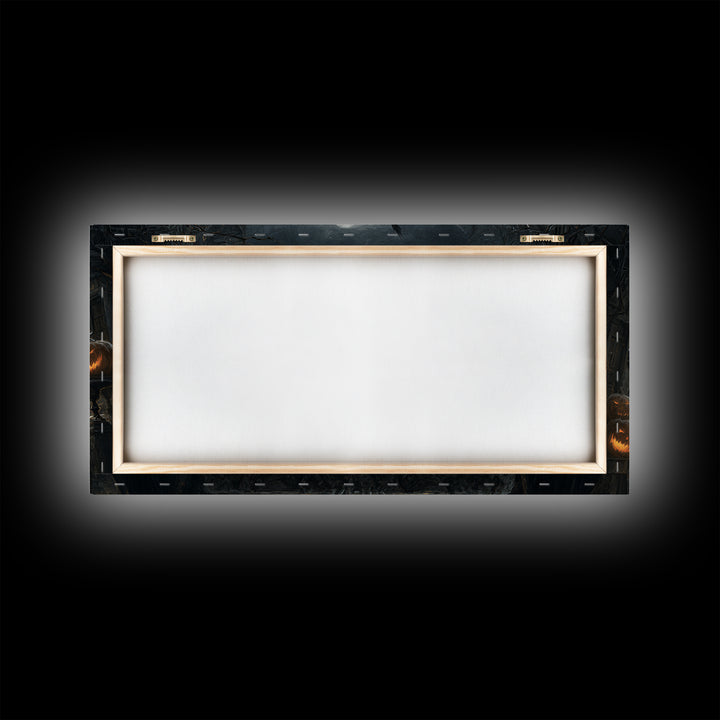 The Candlelit Seance, Wide Panoramic Art, Haunted Gothic Art, Framed Canvas Print, Halloween Wall Decor, Gothic Home Decor