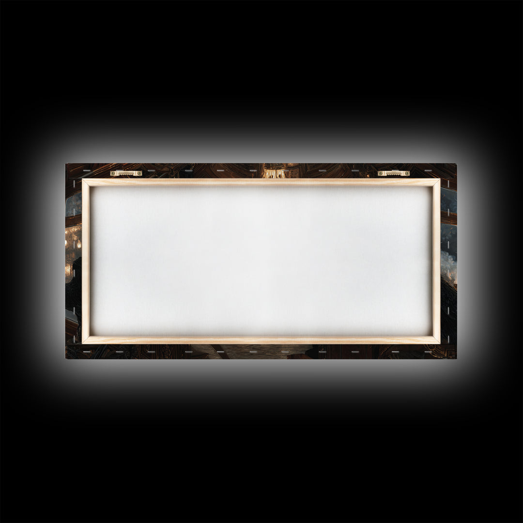 The Ghost Train Arrival, Wide Panoramic Art, Dark Fantasy Wall Art, Canvas Print, Halloween Wall Decor, Gothic Home Decor