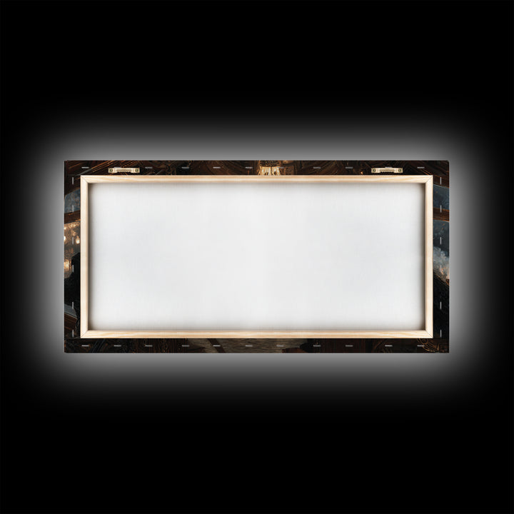 The Ghost Train Arrival, Wide Panoramic Art, Dark Fantasy Wall Art, Canvas Print, Halloween Wall Decor, Gothic Home Decor
