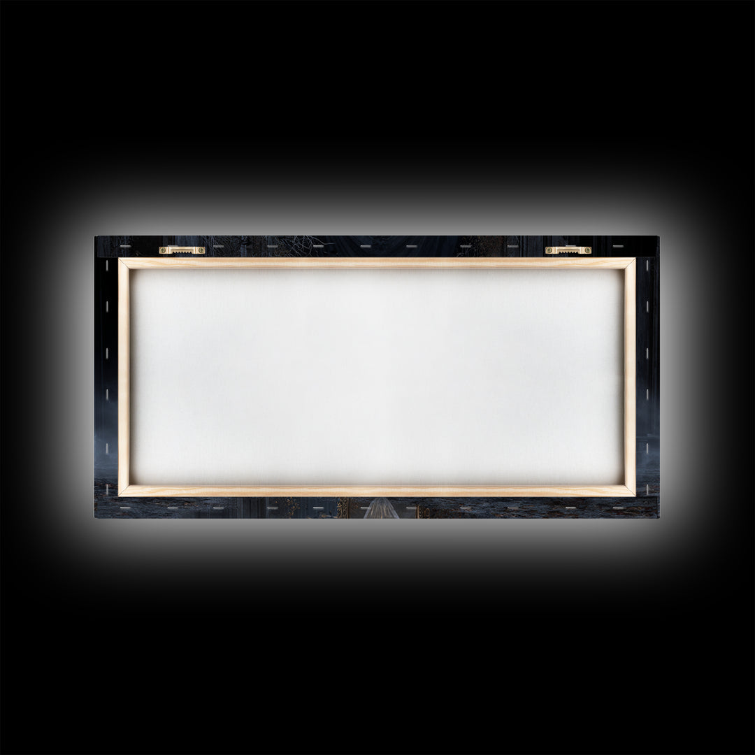 The Cursed Mirror, Wide Panoramic Art, Dark Fantasy Wall Art, Canvas Print, Halloween Wall Decor, Gothic Home Decor, Spooky Wall Decor